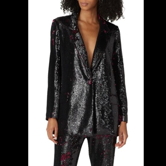 Badgley Mischka Size 6 Plum Sequin Blazer - Picture 1 of 10